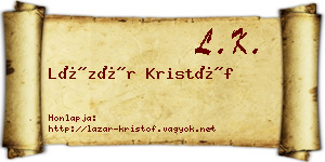 Lázár Kristóf névjegykártya