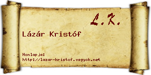 Lázár Kristóf névjegykártya